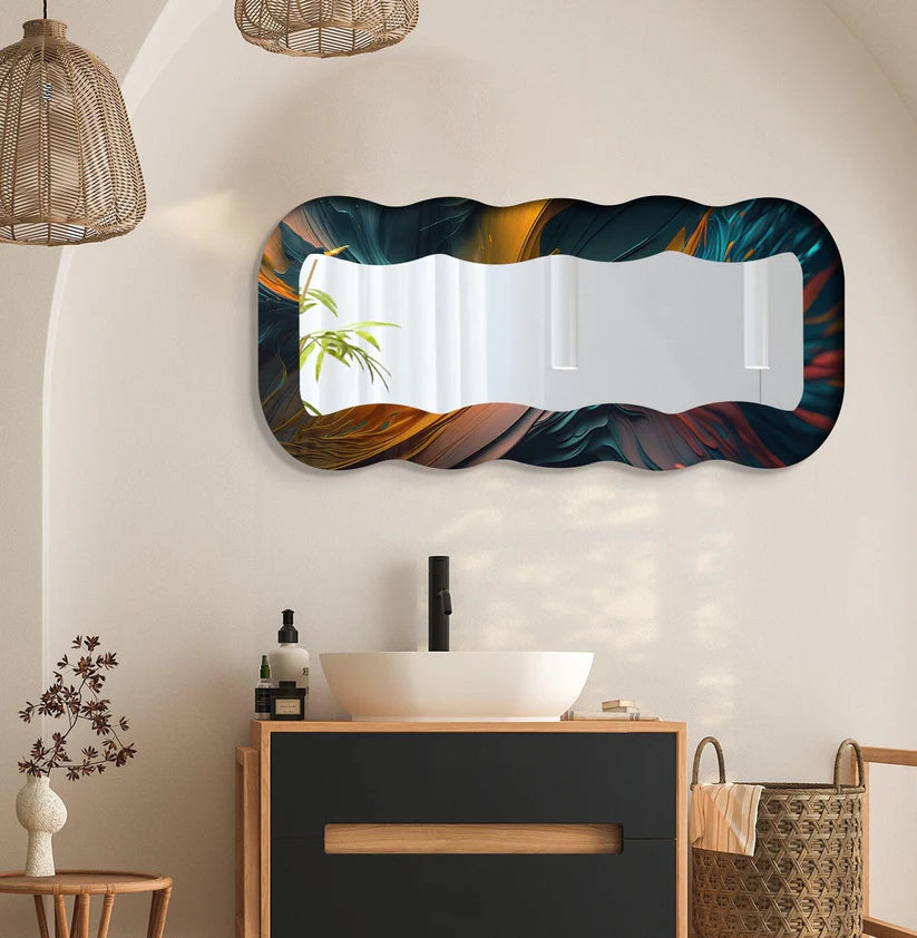 Contemporary Decorative Acrylic Wall Mirror with Fluid Frame