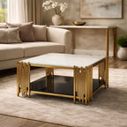 Contemporary Designer Center Table with Dual-Tier Shelving
