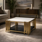 Contemporary Designer Center Table with Dual-Tier Shelving