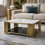 Contemporary Designer Center Table with Dual-Tier Shelving