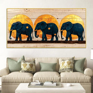contemporary-elephant-family-canvas-wall-painting