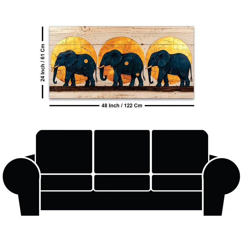 Contemporary Elephant Family Canvas Wall Painting