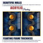 Contemporary Gold Sphere and Flow Line Acrylic Floating Wall Painting Set of 2