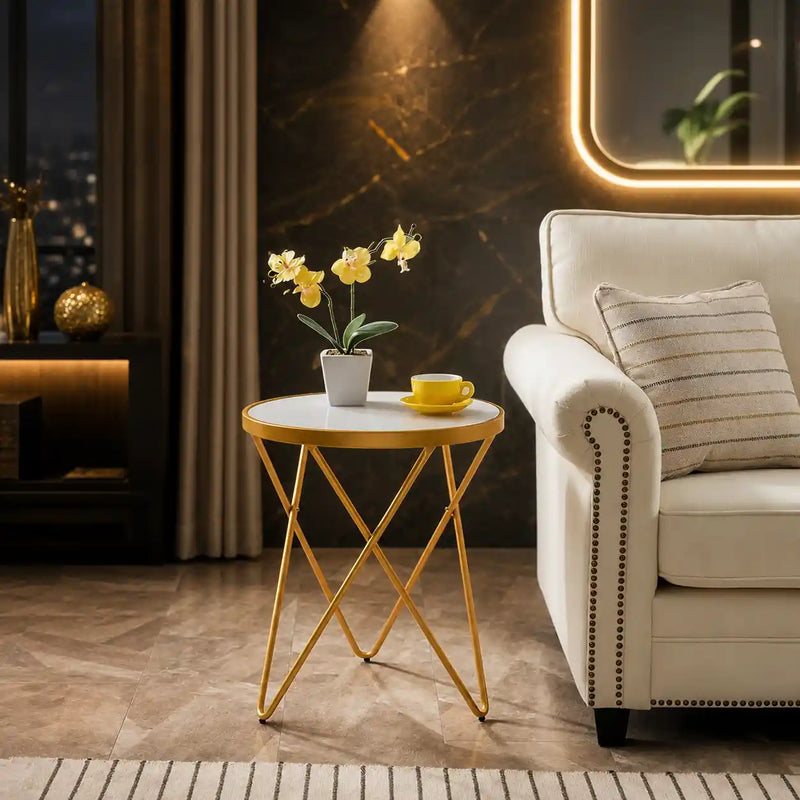 Contemporary Golden Metal Frame Coffee Table - Set of 3