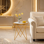 Contemporary Golden Metal Frame Coffee Table - Set of 3