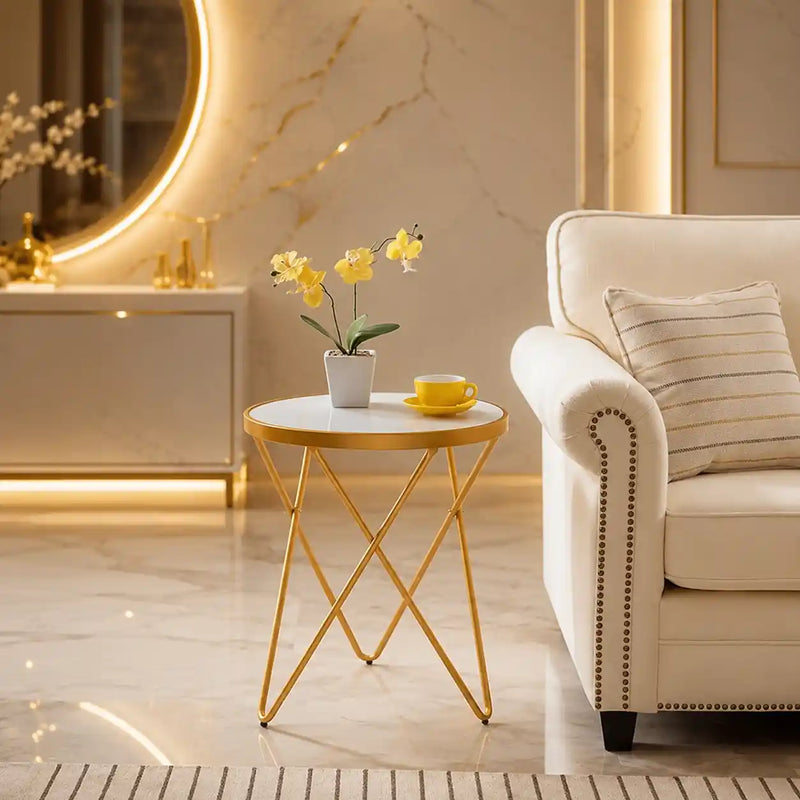 Contemporary Golden Metal Frame Coffee Table - Set of 3
