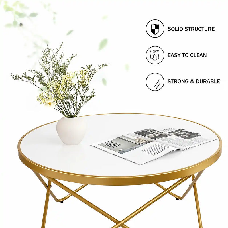 Contemporary Golden Metal Frame Coffee Table - Set of 3