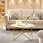 Contemporary Golden Metal Frame Coffee Table - Set of 3
