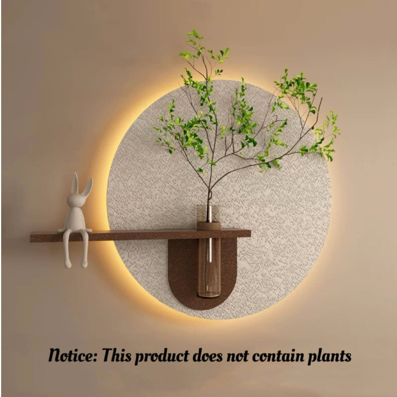 Contemporary Grace Circular Glow LED Light Wall Panel with Planter for Home & Office Spaces