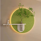Contemporary Grace Circular Glow LED Light Wall Panel with Planter for Home & Office Spaces