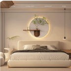 Contemporary Grace Circular Glow LED Light Wall Panel with Planter for Home & Office Spaces