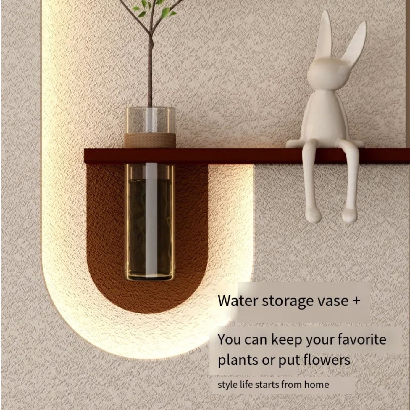 Contemporary Grace Circular Glow LED Light Wall Panel with Planter for Home & Office Spaces