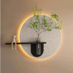 Contemporary Grace Circular Glow LED Light Wall Panel with Planter for Home & Office Spaces