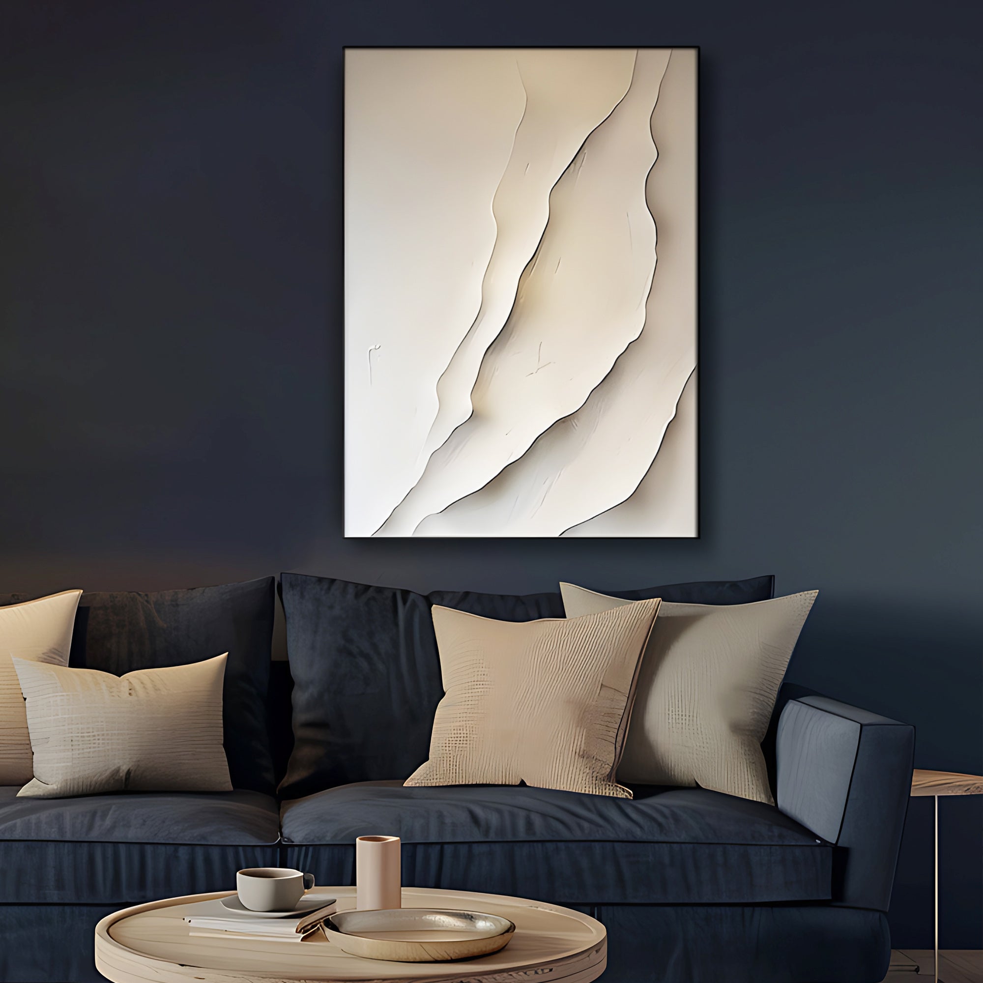 Contemporary Layered Wall Art in Cream and Beige Tones