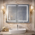 Contemporary LED Mirror Cabinet with Abstract Border Lighting