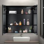 Contemporary LED Vanity Mirror Cabinet with Abstract Border Lighting