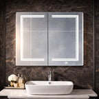 Contemporary LED Vanity Mirror Cabinet with Abstract Border Lighting
