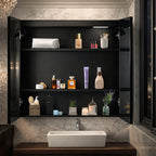 Contemporary LED Vanity Mirror Cabinet with Abstract Border Lighting