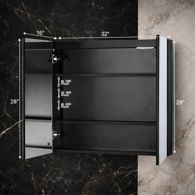 Contemporary LED Vanity Mirror Cabinet with Abstract Border Lighting