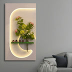 Contemporary LED Wall Art with Floral Showcase