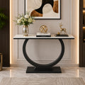 Contemporary Marble Console Table with Artistic Black Circle Support