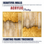 Contemporary Metallic Golden Abstract Acrylic Floating Wall Painting Set of 2