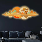 Contemporary Mountain Landscape Crystal Glass Backlit LED Painting