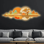 Contemporary Mountain Landscape Crystal Glass Backlit LED Painting