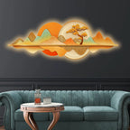 Contemporary Mountain Landscape Crystal Glass Backlit LED Wall Art