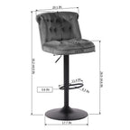 contemporary-rich-grey-velvet-bar-stools-with-matte-black-base