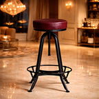 contemporary-rich-grey-velvet-bar-stools-with-matte-black-base