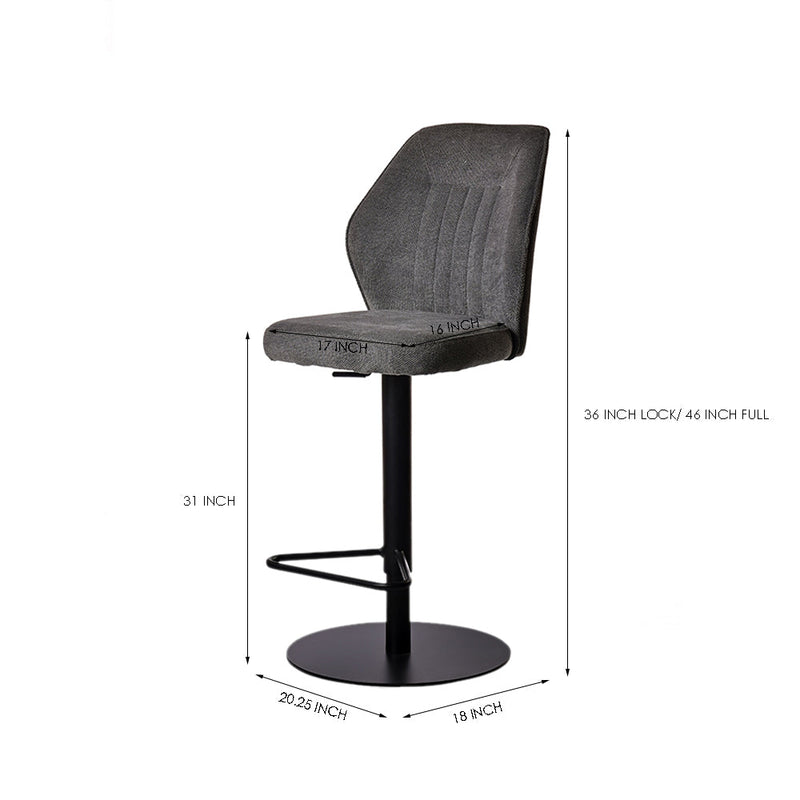contemporary-rich-grey-velvet-bar-stools-with-matte-black-base