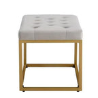Contemporary Rich Grey Velvet Ottoman Seat with Metal Frame Design