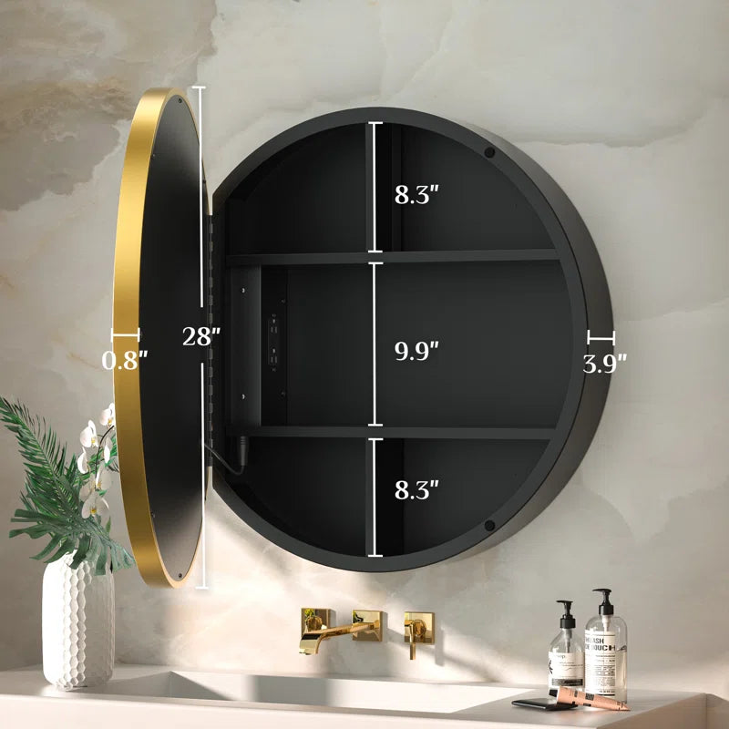 Contemporary Round LED Mirror with Wall Mount