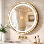 Contemporary Round LED Mirror with Wall Mount