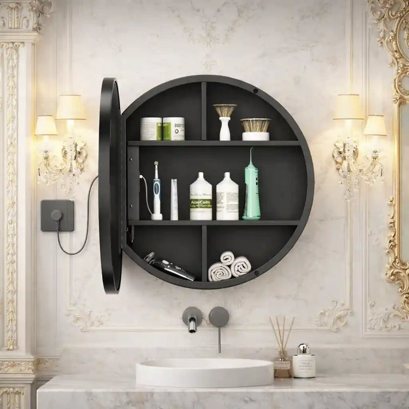 Contemporary Round LED Mirror with Wall Mount