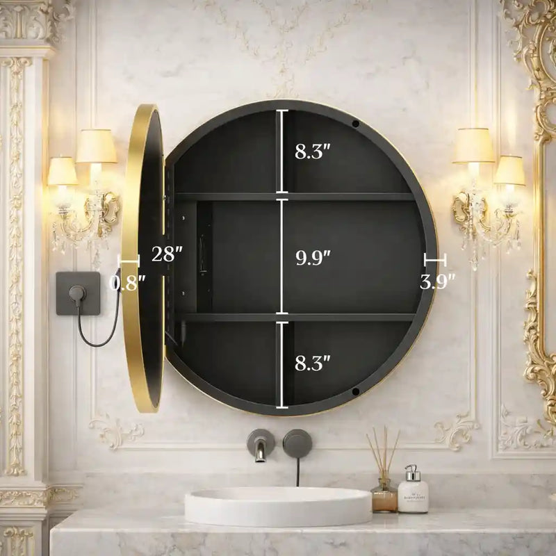 Contemporary Round LED Mirror with Wall Mount