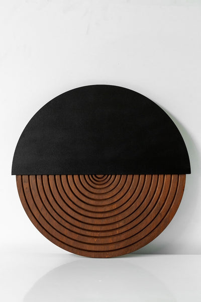 Contemporary Round Wood Wall Decor with Concentric Design