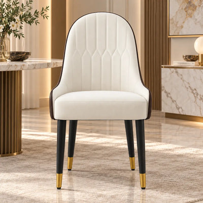 Contemporary White Accent Chair with Elegant Golden Tip Legs