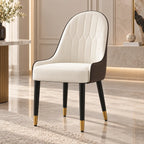 Contemporary White Accent Chair with Elegant Golden Tip Legs