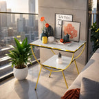 Contemporary White Marble Bedside Table with Storage Shelf