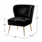 Minimalist Design Jet Black Velvet Lounge Chairs