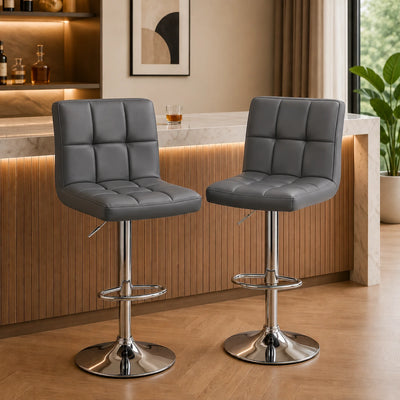Luxurious Leatherette Grey Color Bar Stool / Long Chair