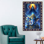 Cosmic Blessings Shiva and Ganesha Floral Border Vertical Wall Painting