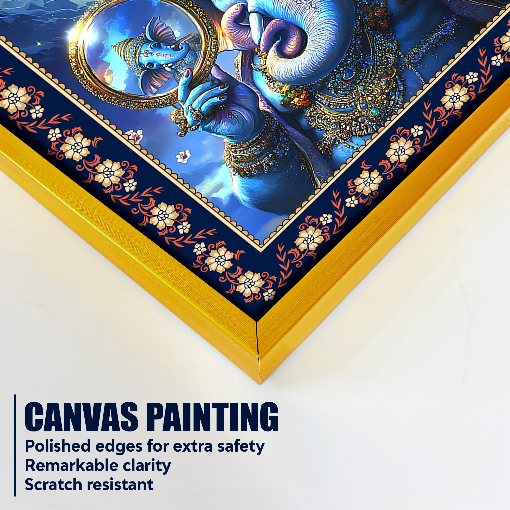 Cosmic Blessings Shiva and Ganesha Floral Border Vertical Wall Painting