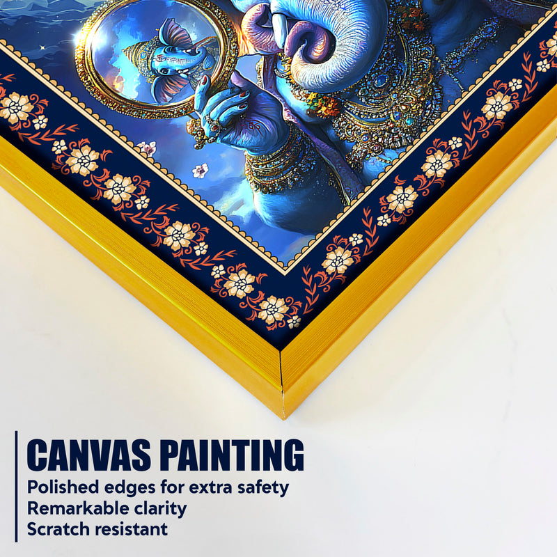 Cosmic Blessings Shiva and Ganesha Floral Border Vertical Wall Painting