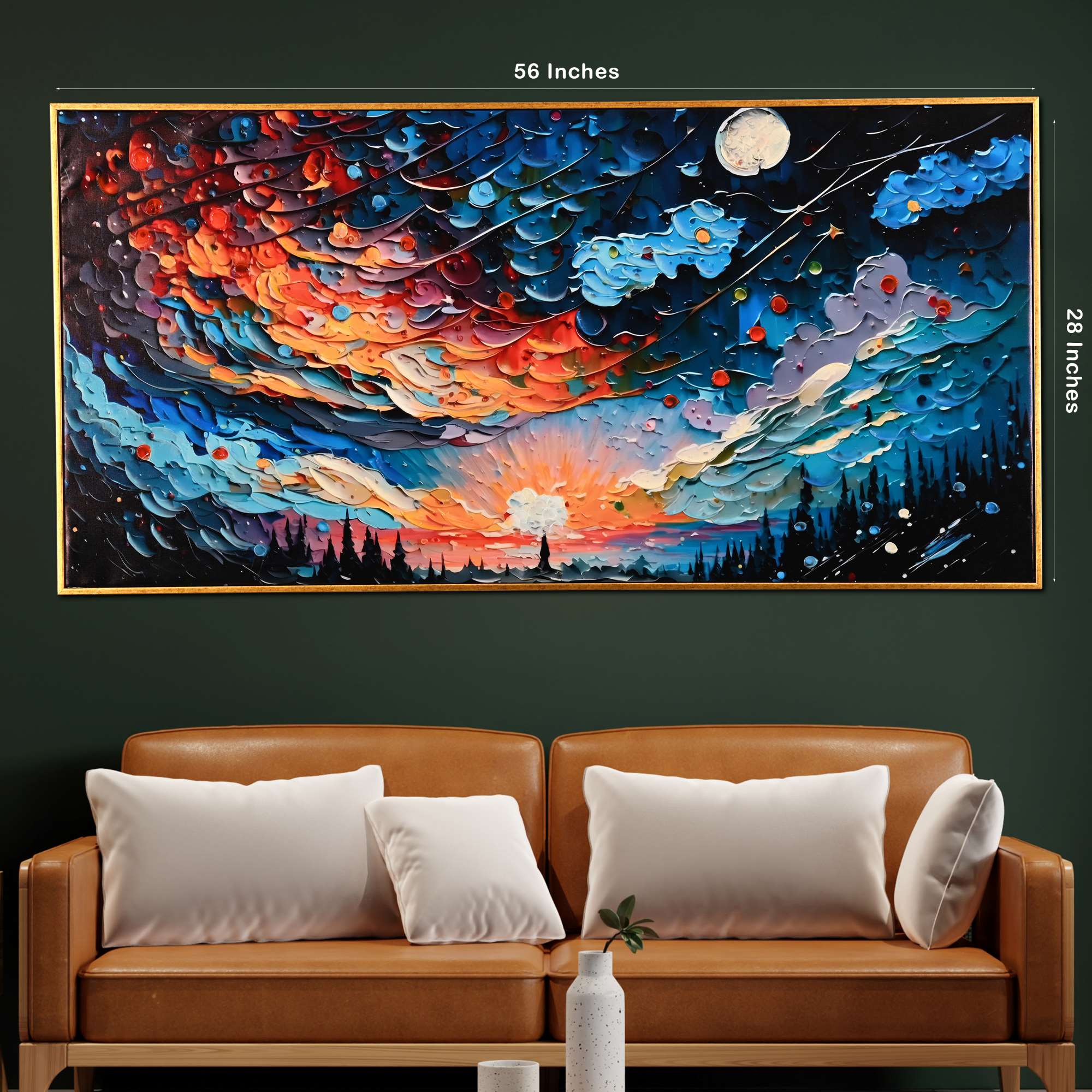 Cosmic Dawn Hand Painted Wall Painting with Floating Frame