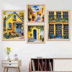 Cottage Cafe Bookstore European Street Wall Frame Set of Four