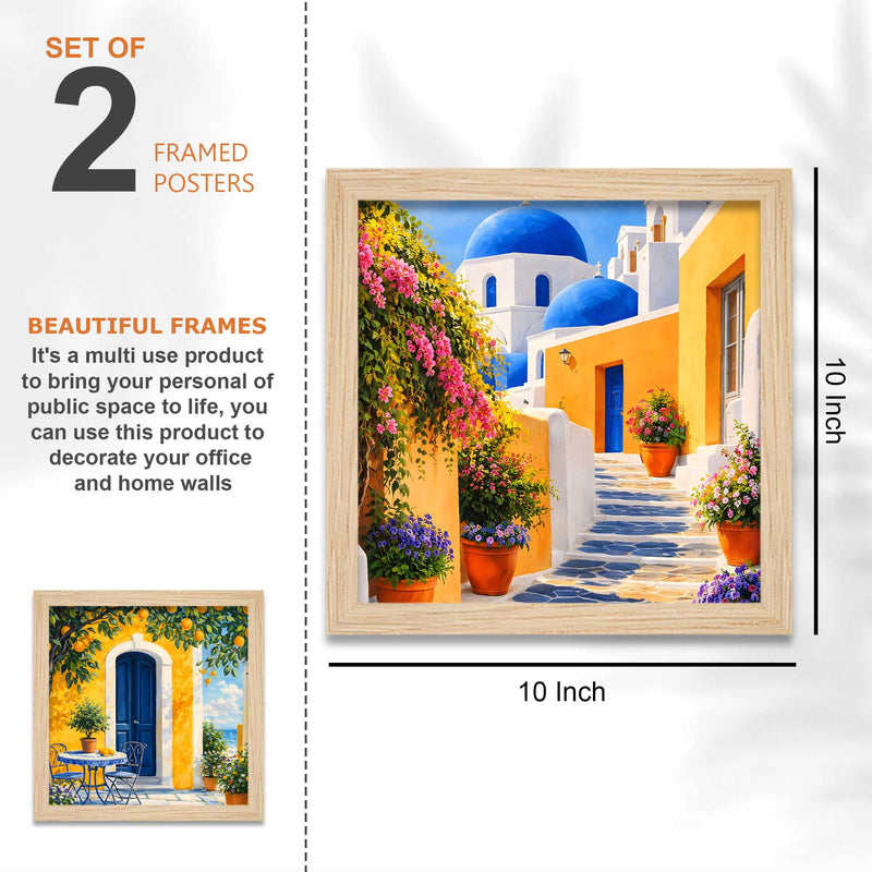 Cottage Cafe Bookstore European Street Wall Frame Set of Four