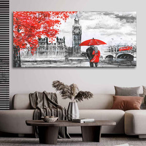 Couple in London City Canvas Wall Painting